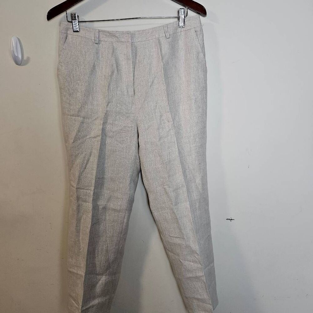 Talbots Irish Linen Cream Natural Tan Pants Suit Size 10/12 - Picture 5 of 8